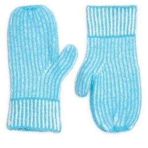 NWT OPEN EDIT NORDSTROM MITTENS Blue & White Stripe Women’s O/S Winter 🎁